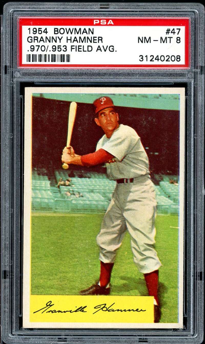 Granny Hamner Card 1954 Bowman #47 PSA 8 Image 1