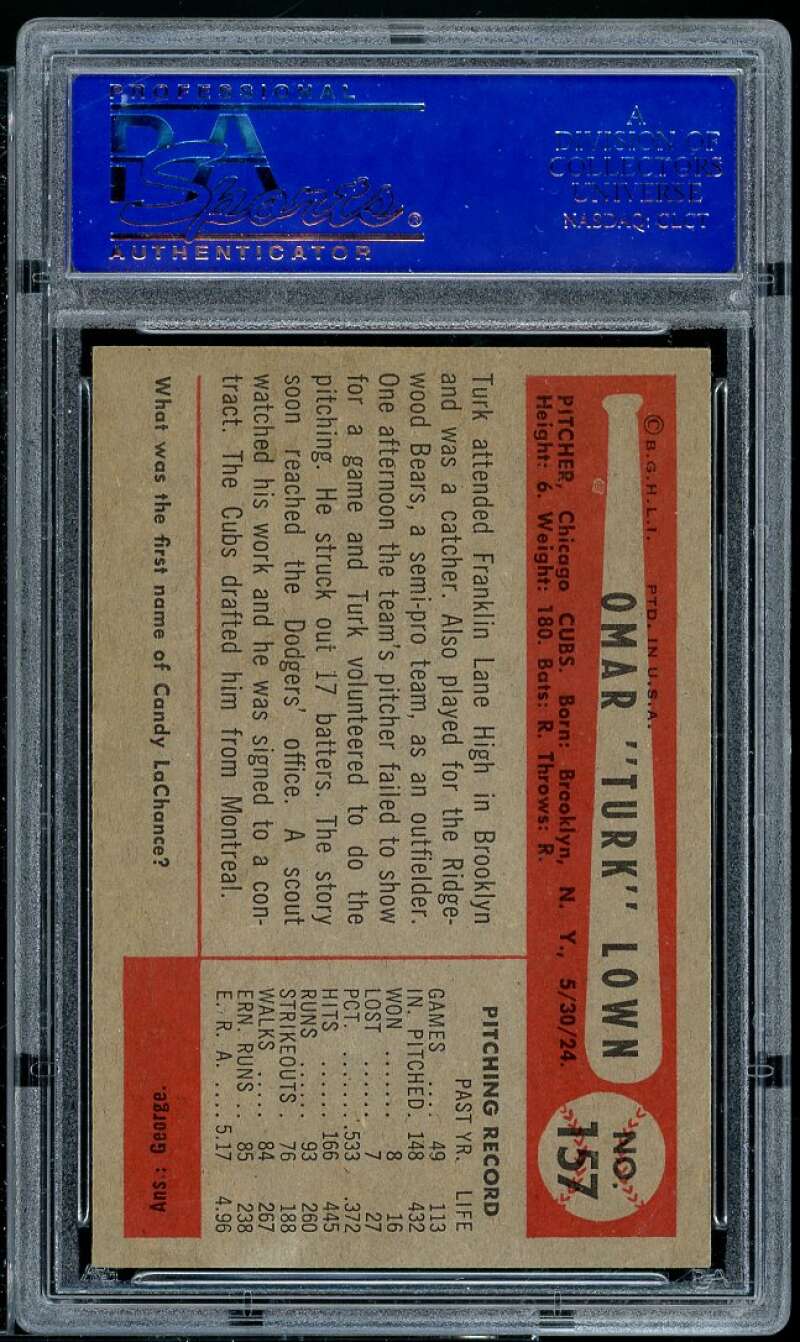 Omar Lown Card 1954 Bowman #151 PSA 7 Image 2