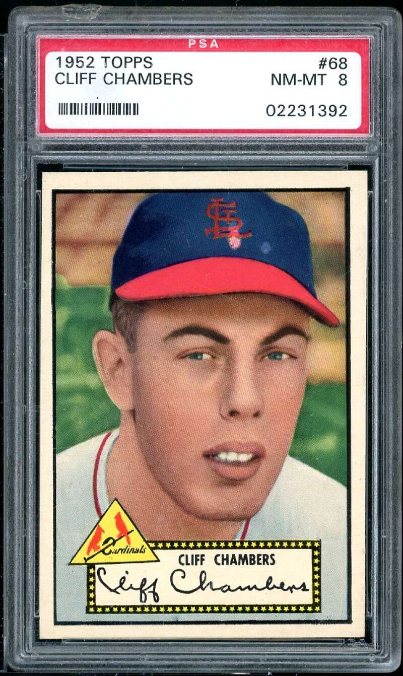 Cliff Chambers Card 1952 Topps #68 PSA 8 Image 1
