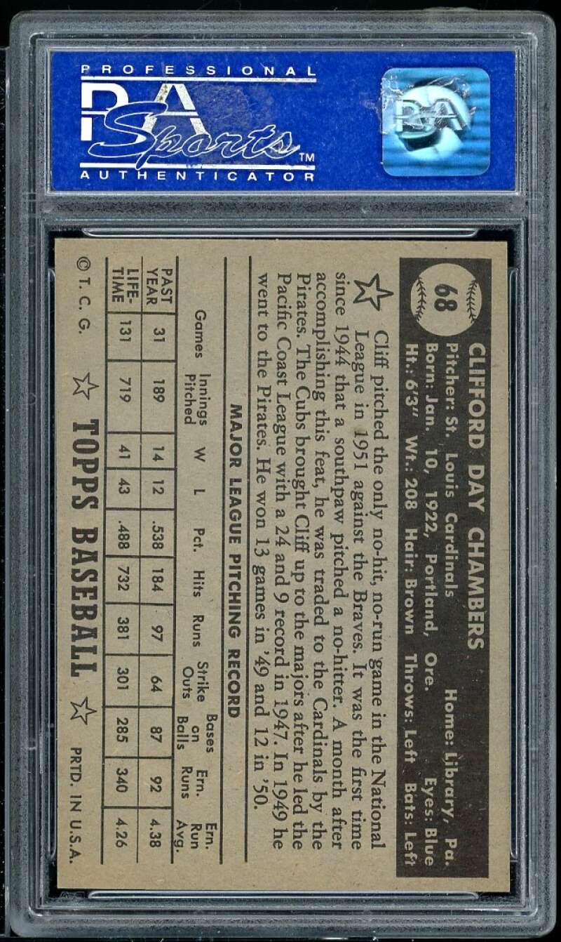 Cliff Chambers Card 1952 Topps #68 PSA 8 Image 2