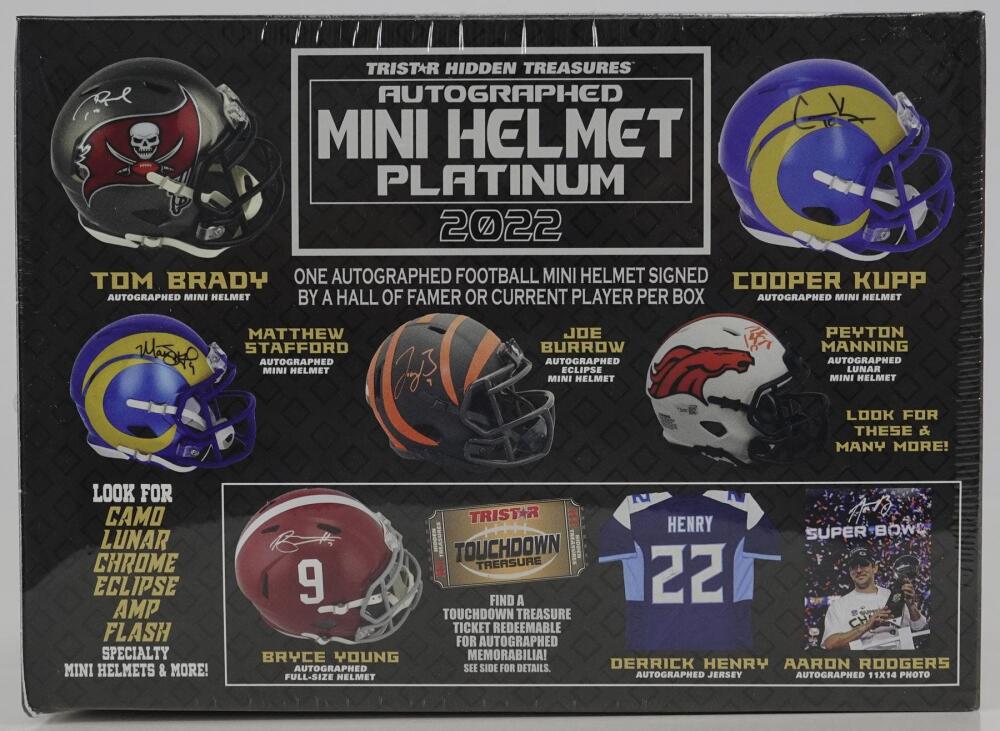 2022 TriStar Hidden Treasures Autographed Mini Helmet Platinum Edition Football Hobby Box Image 1