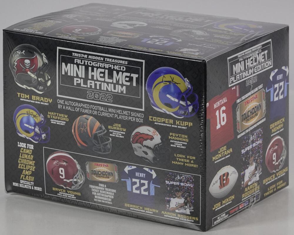 2022 TriStar Hidden Treasures Autographed Mini Helmet Platinum Edition Football Hobby Box Image 2