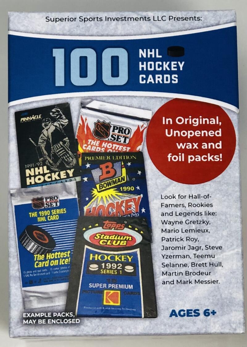 Superior Sports Investments LLC 100 NHL Hockey Cards in Original Unopened Wax and Foil Packs Blaster Box Image 1