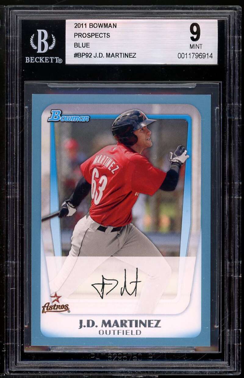 J.D. Martinez Rookie Card 2011 Bowman Prospects Blue #BDP92 BGS 9 Image 1