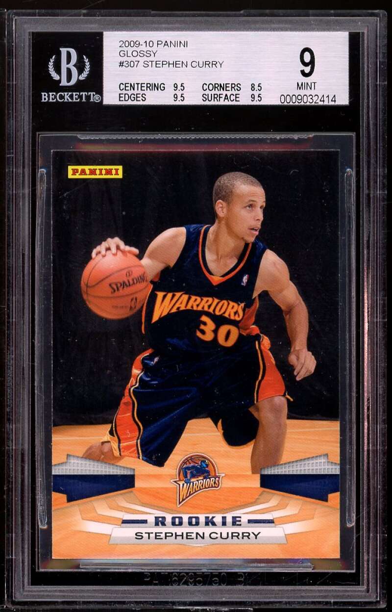 Stephen Curry Rookie Card 2009-10 Panini Glossy #307 BGS 9 (9.5 8.5 9.5 9.5) Image 1