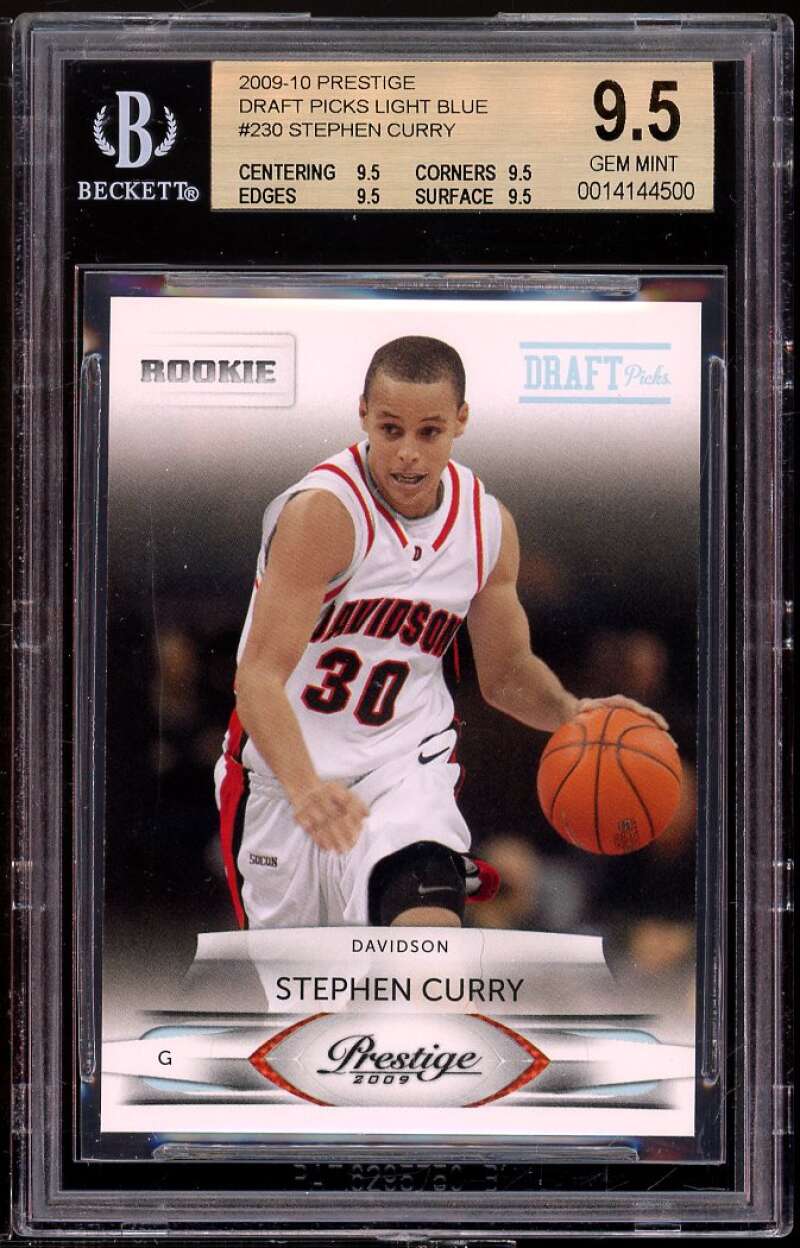 Stephen Curry Rookie 2009-10 Prestige Light Blue #230 BGS 9.5 (9.5 9.5 9.5 9.5) Image 1