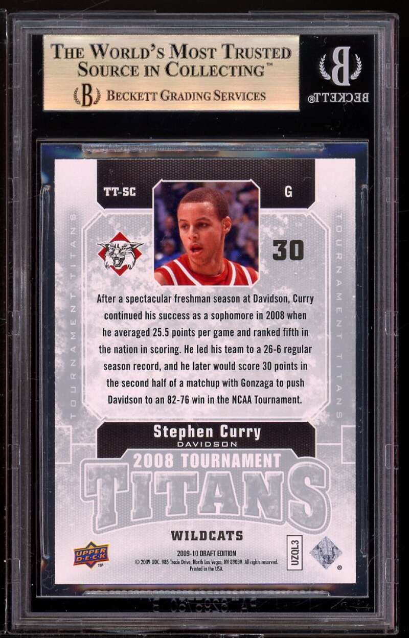 Stephen Curry Rookie Card 2009-10 UD Draft Edition TT BGS 9.5 (9.5 9.5 9.5 9.5) Image 2