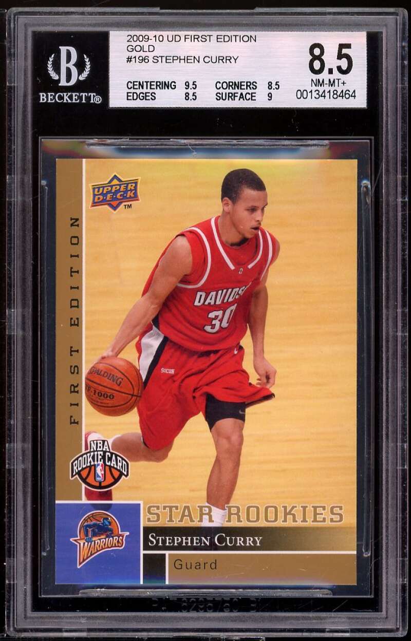 Stephen Curry Rookie 2009-10 UD First Edition Gold #196 BGS 8.5 (9.5 8.5 8.5 9) Image 1