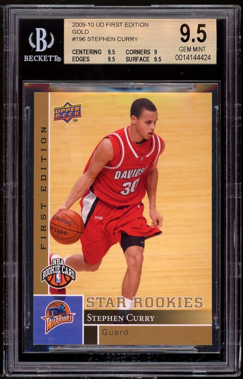 Stephen Curry Rookie 2009-10 UD First Edition Gold #196 BGS 9.5 (9.5 9 9.5 9.5) Image 1