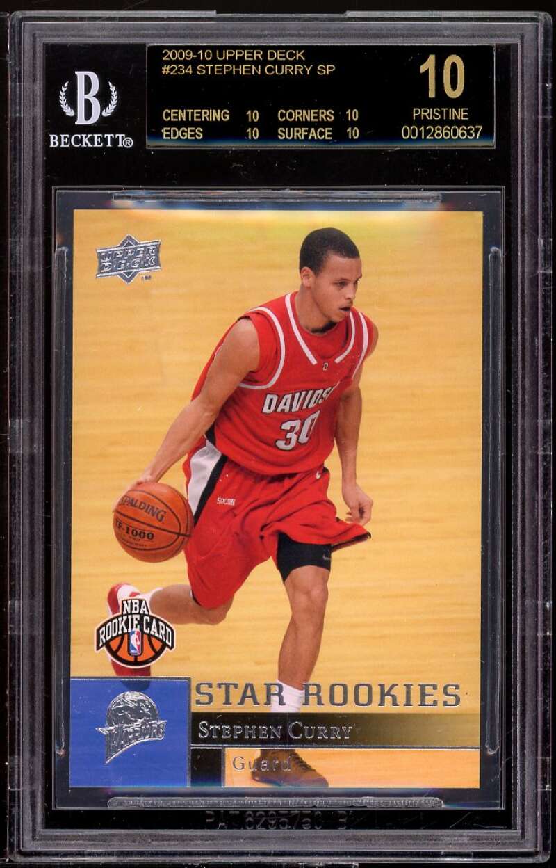 Stephen Curry Rookie Card 2009-10 Upper Deck #234 (BLACK LABEL PRISTINE) BGS 10 Image 1