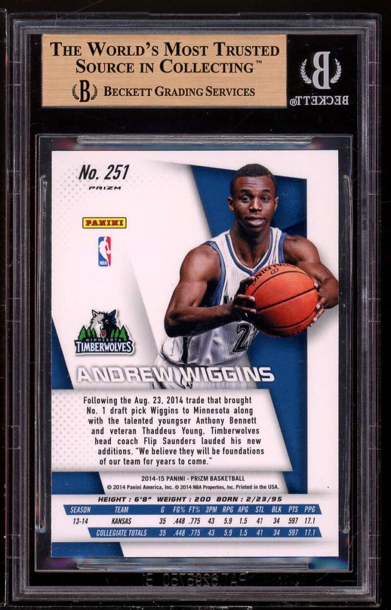 Andrew Wiggins Rookie Card 2014-15 Panini Prizm Yellow Red Mosaic #251 BGS 9.5 Image 2