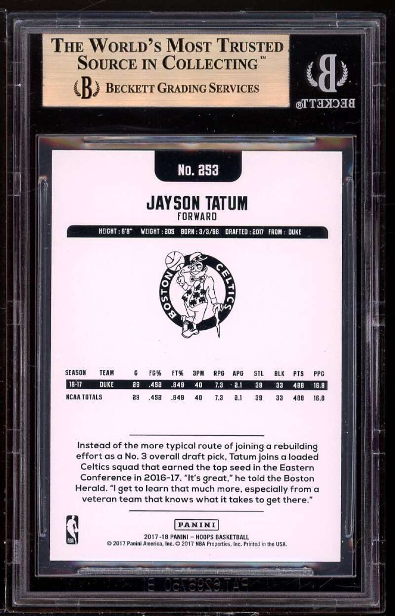 Jason Tatum Rookie Card 2017-18 Hoops Orange Explosion #253 (pop 1) BGS 9.5 Image 2