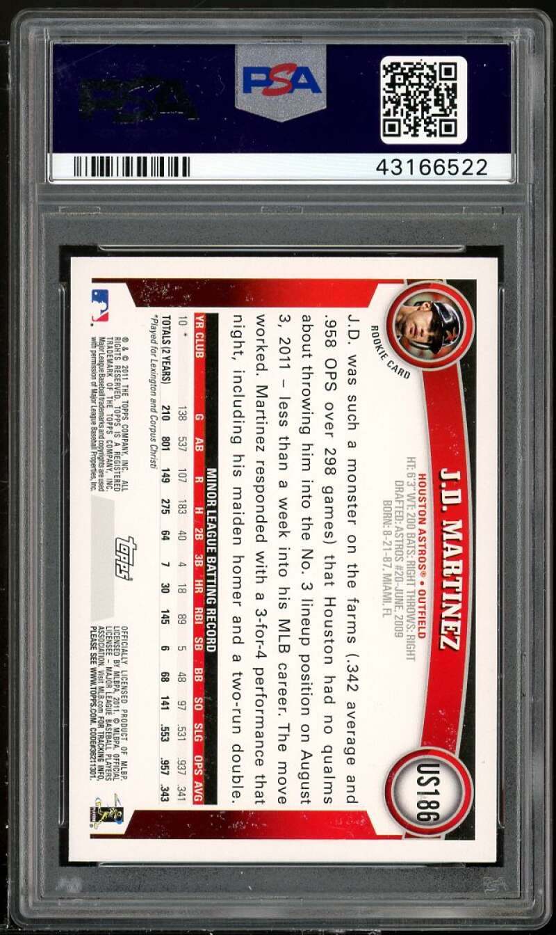 J.D. Martinez Rookie Card 2011 Topps Update Diamond Anniversary #US186 PSA 9 Image 2