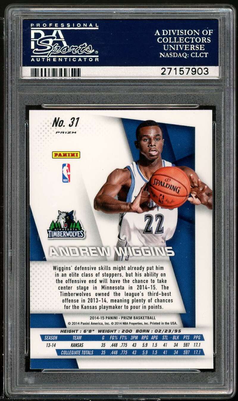 Andrew Wiggins Rookie Card 2014-15 Panini Prizm SP Variations Prizm #31 PSA 9 Image 2