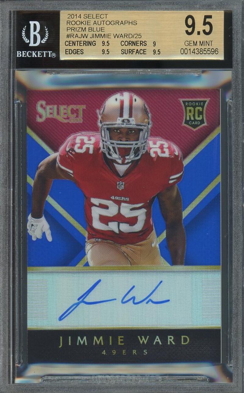 2014 Select Rookie Autographs Prizm Blue RC #RA-JI Jimmie Ward /25 BGS 9.5 Image 1