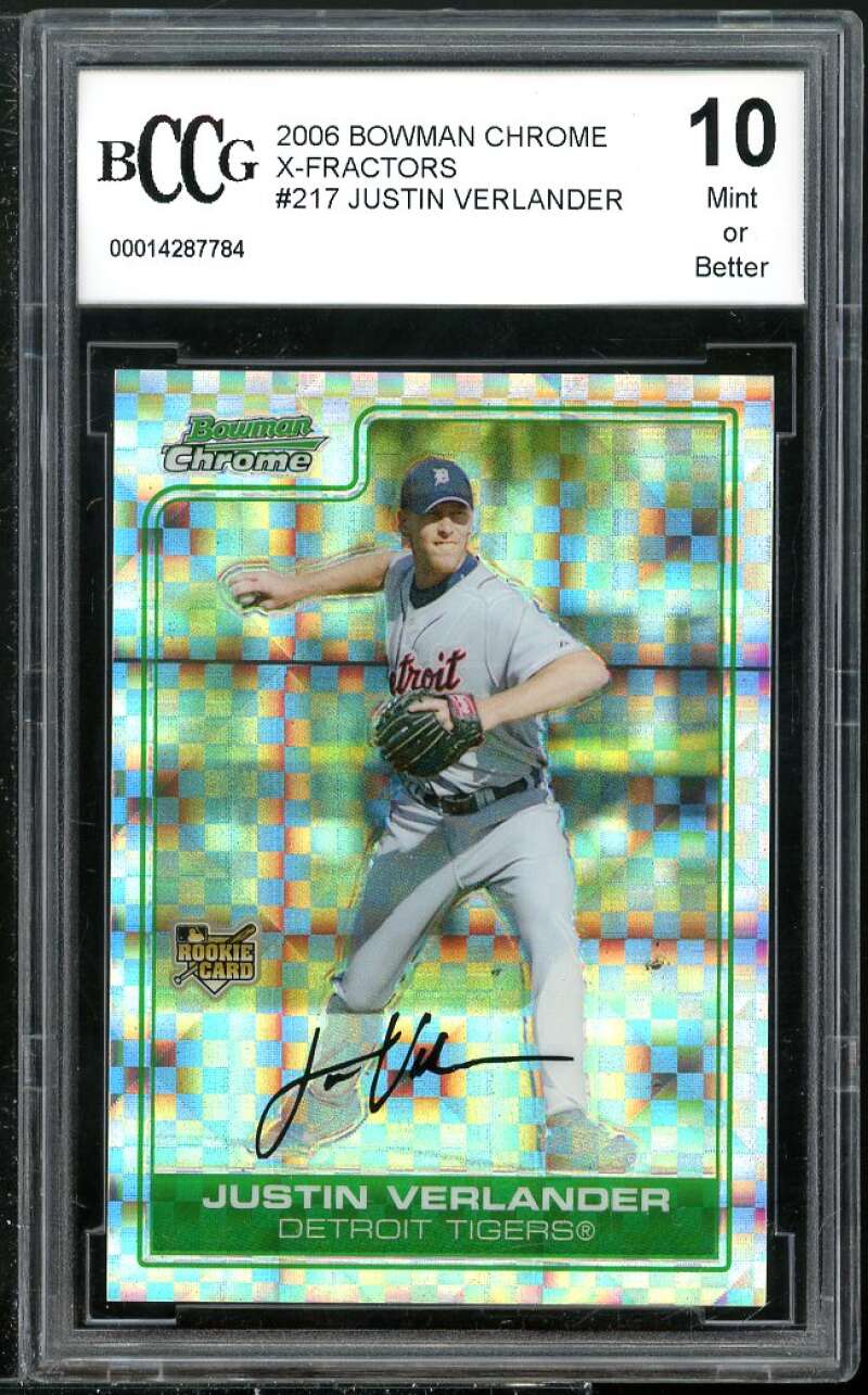 2006 Bowman Chrome X-fractors #217 Justin Verlander Rookie Card BGS BCCG 10 Mint Image 1