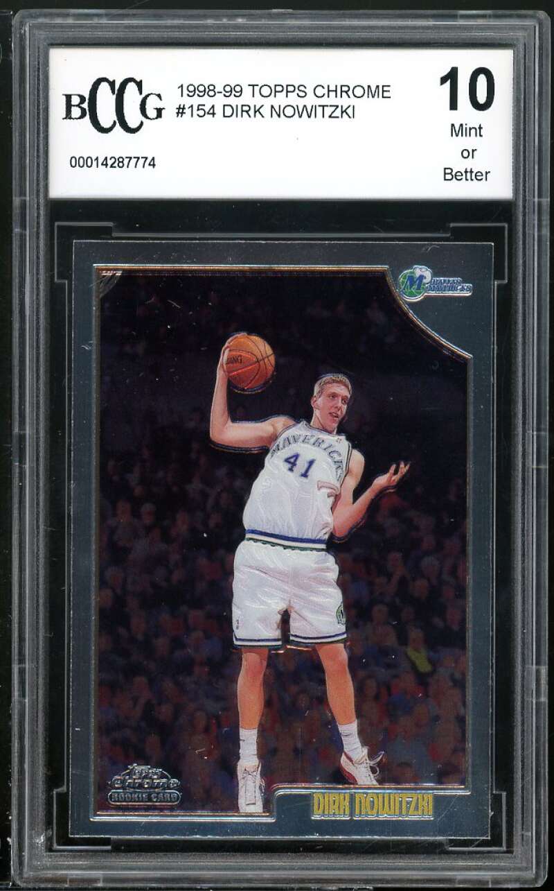 1998-99 Topps Chrome #154 Dirk Nowitzki Rookie Card BGS BCCG 10 Mint+ Image 1