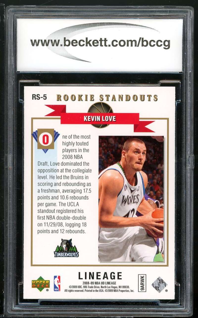 2008-09 Upper Deck Lineage Rookie Standouts #263 Kevin Love BGS BCCG 10 Mint+ Image 2