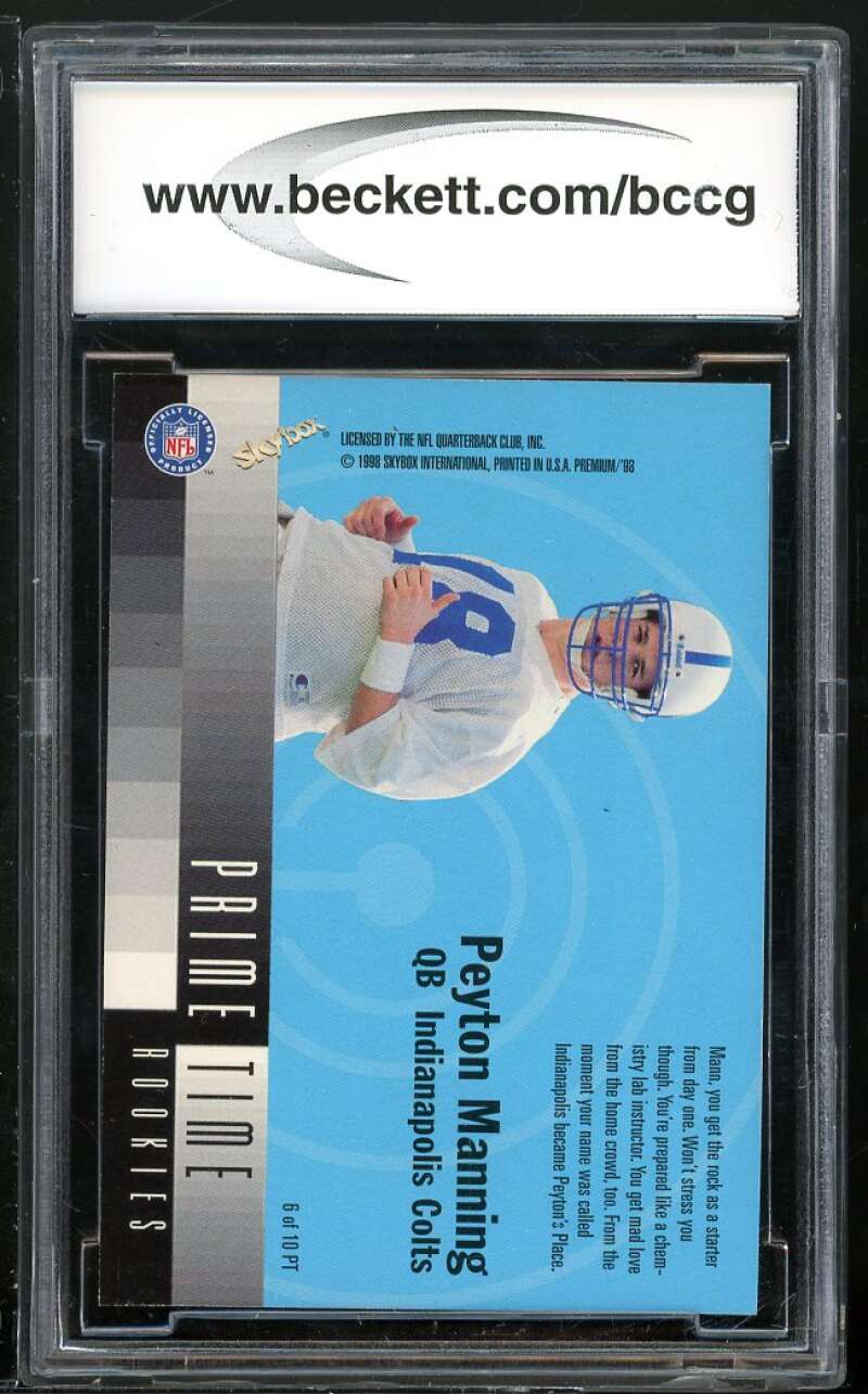 1998 SkyBox Premium Prime Time Rookies #6PT Peyton Manning RC BGS BCCG 10 Mint+ Image 2