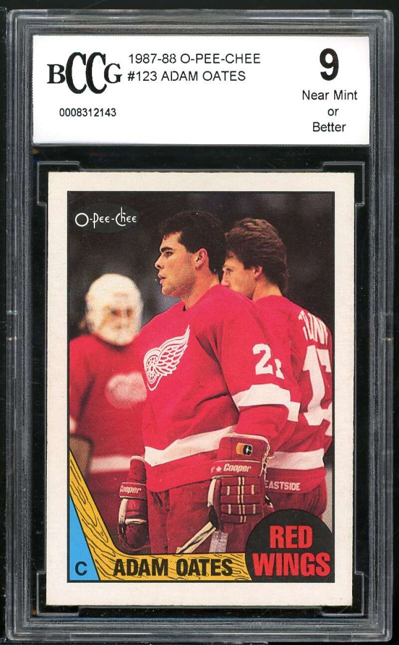 1987-88 O-Pee-Chee #123 Adam Oates Rookie Card BGS BCCG 9 Near Mint+ Image 1