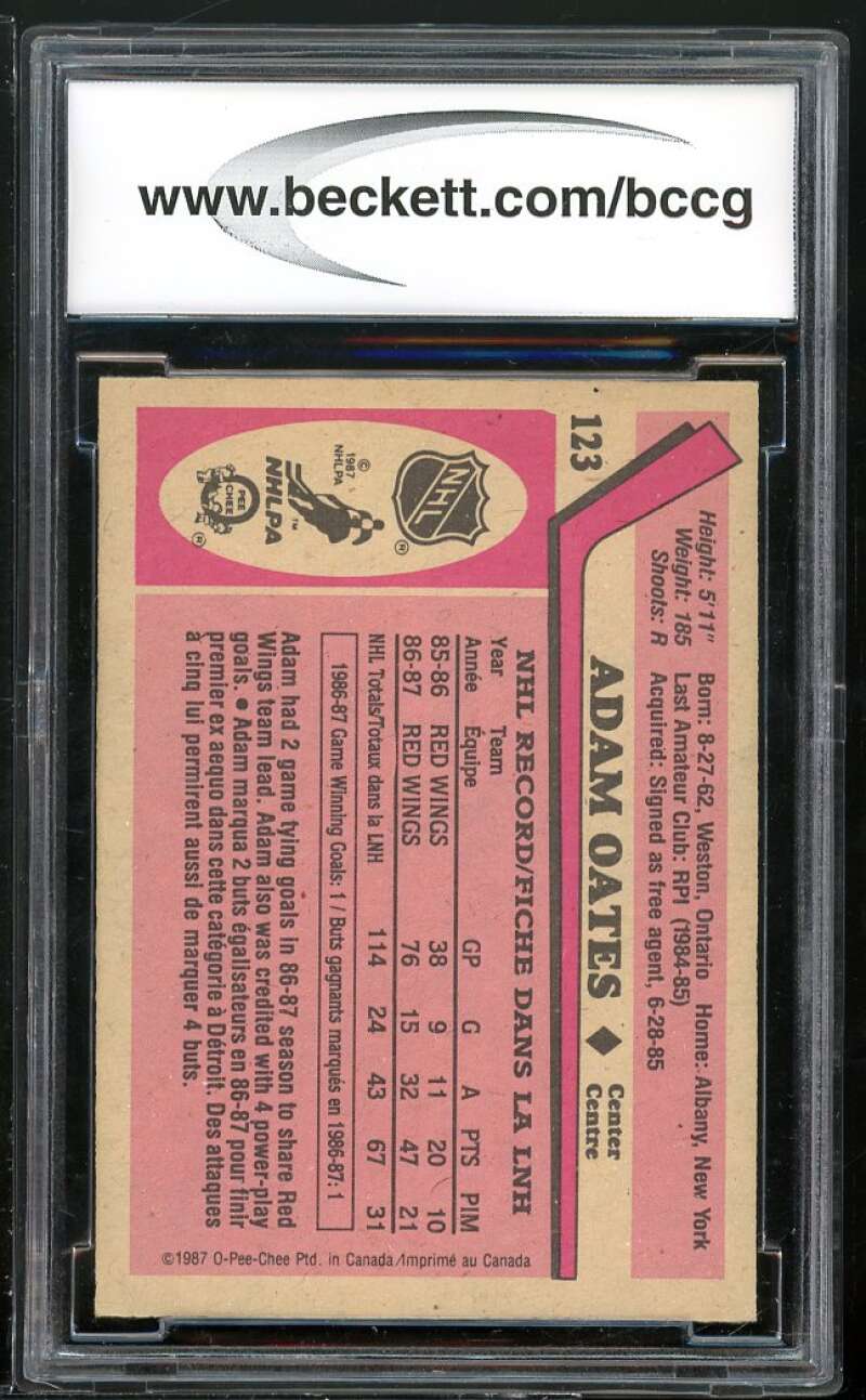 1987-88 O-Pee-Chee #123 Adam Oates Rookie Card BGS BCCG 9 Near Mint+ Image 2