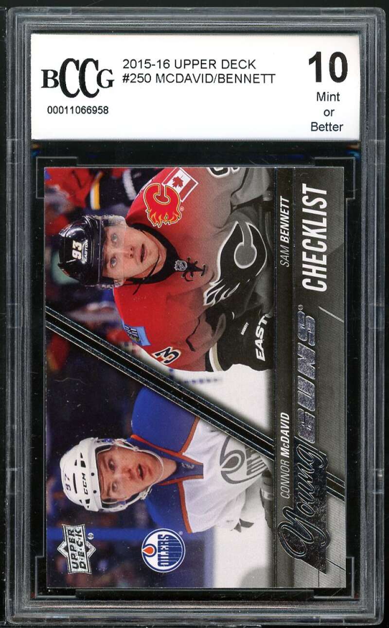 2015-16 Upper Deck #250 Bennett / Connor McDavid Rookie Card BGS BCCG 10 Mint+ Image 1
