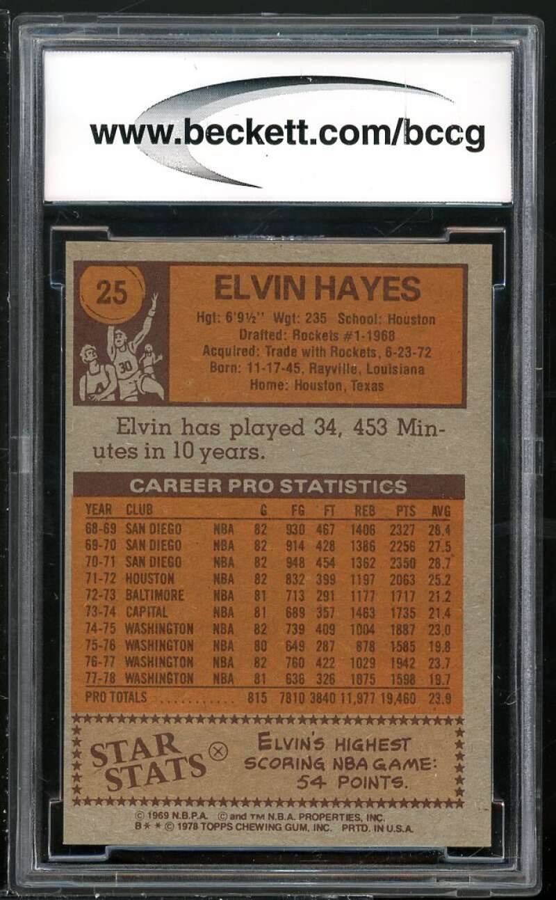 1978-79 Topps #25 Elvin Hayes Card BGS BCCG 10 Mint+ Image 2