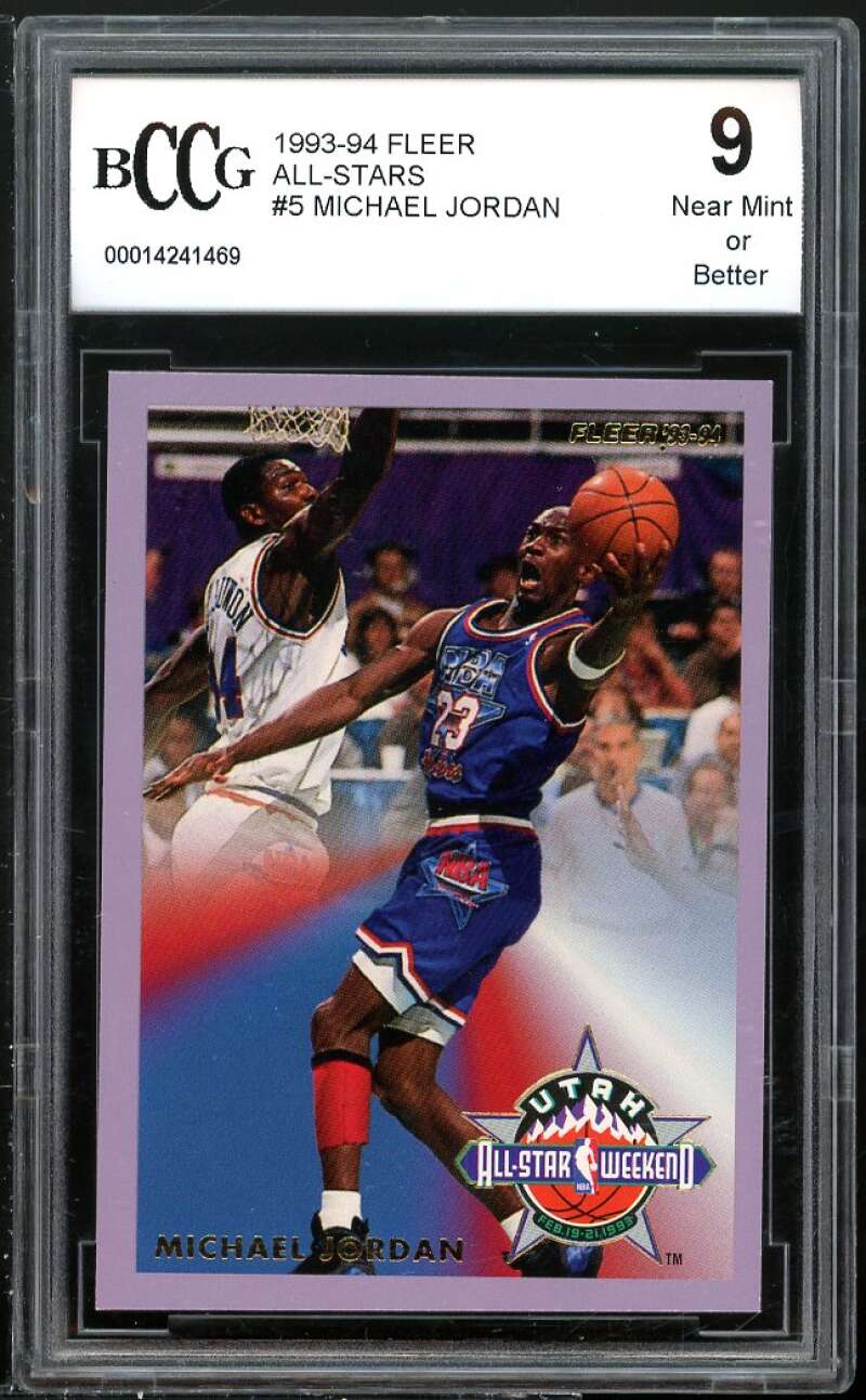 1993-94 Fleer All-Stars #5 Michael Jordan Card BGS BCCG 9 Near Mint+ Image 1