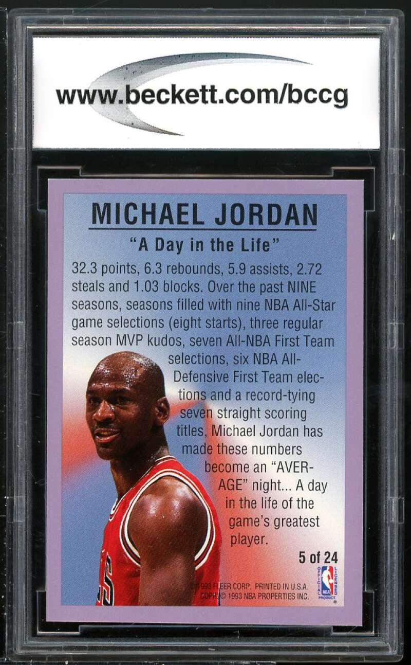 1993-94 Fleer All-Stars #5 Michael Jordan Card BGS BCCG 9 Near Mint+ Image 2