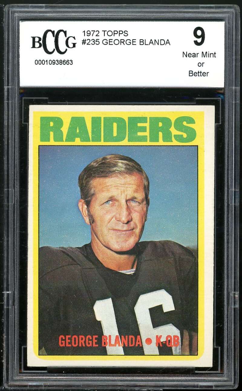 1972 Topps #235 George Blanda Card BGS BCCG 9 Near Mint+ Image 1