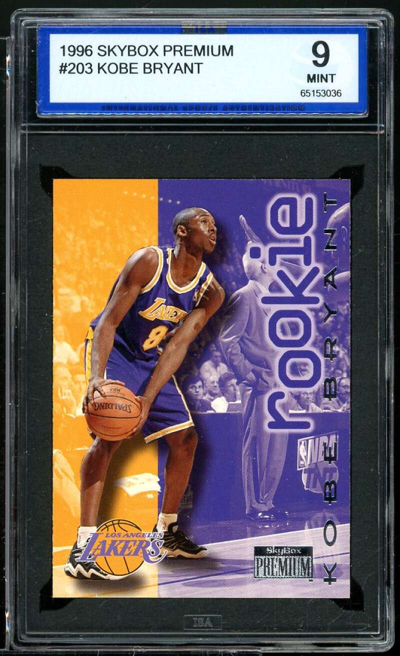 Kobe Bryant Rookie Card 1996-97 SkyBox Premium #203 ISA 9 MINT Image 1
