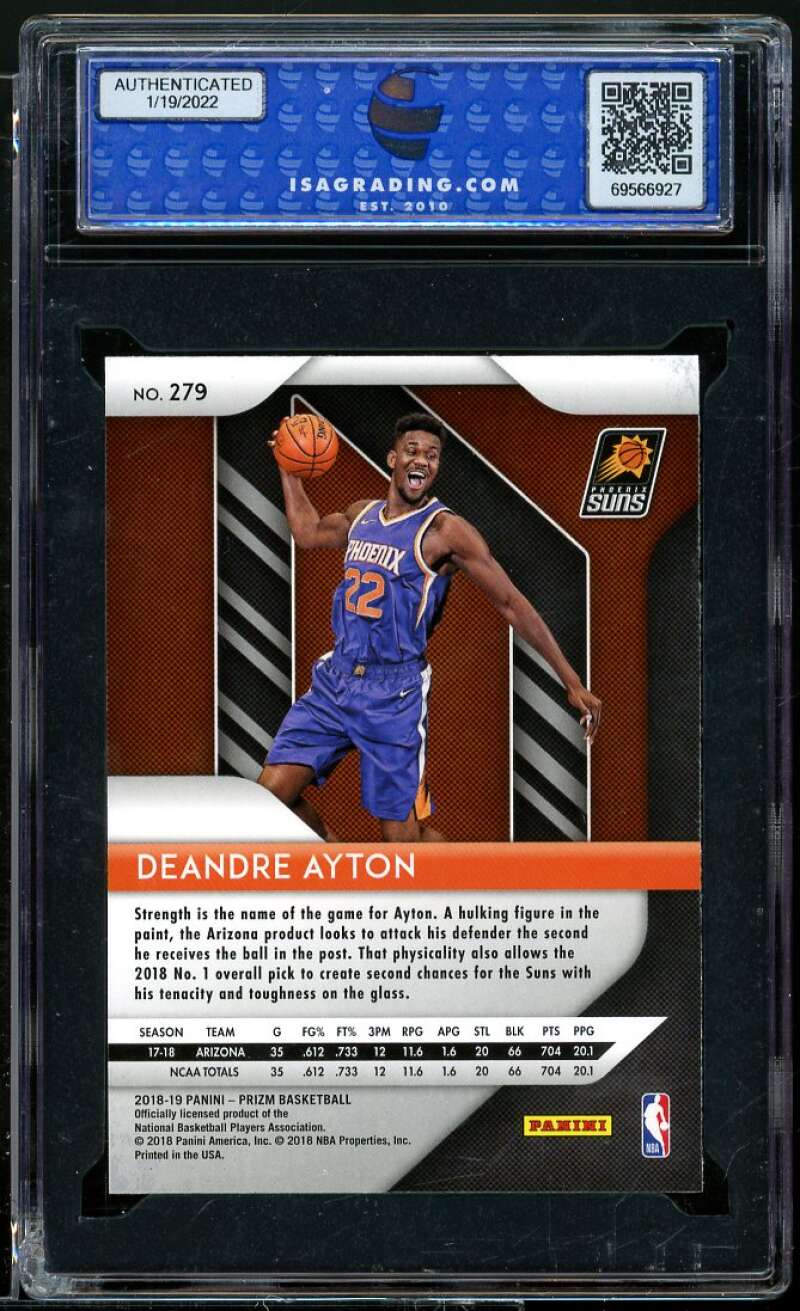 Deandre Ayton Rookie Card 2018-19 Panini Prizm #279 ISA 10 GEM MINT Image 2