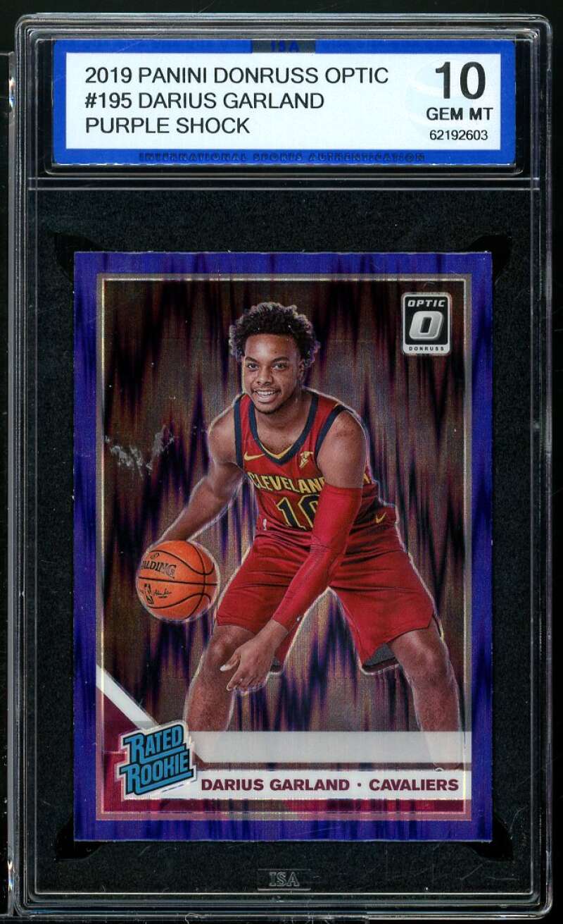 Darius Garland Rookie 2019-20 Donruss Optic Purple Shock #195 ISA 10 GEM MINT Image 1