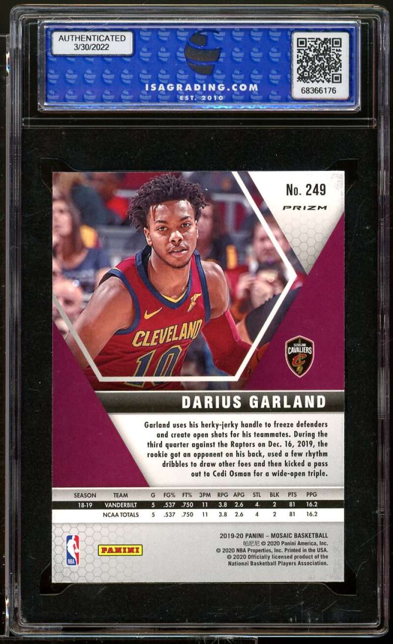 Darius Garland Rookie 2019-20 Panini Mosaic Reactive Orange #249 ISA 10 GEM MINT Image 2