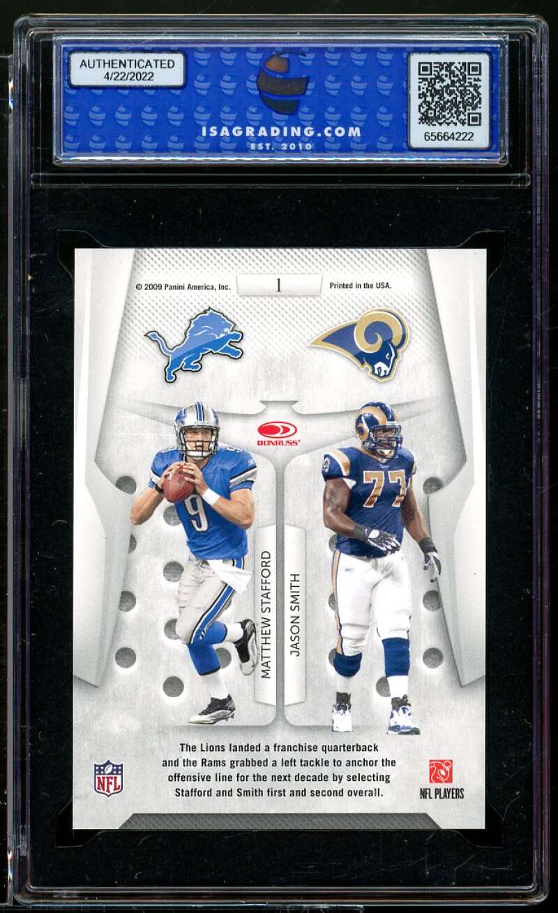 Matthew Stafford Rookie 2009 Playoff Contenders Round Numbers #1 ISA 10 GEM MINT Image 2