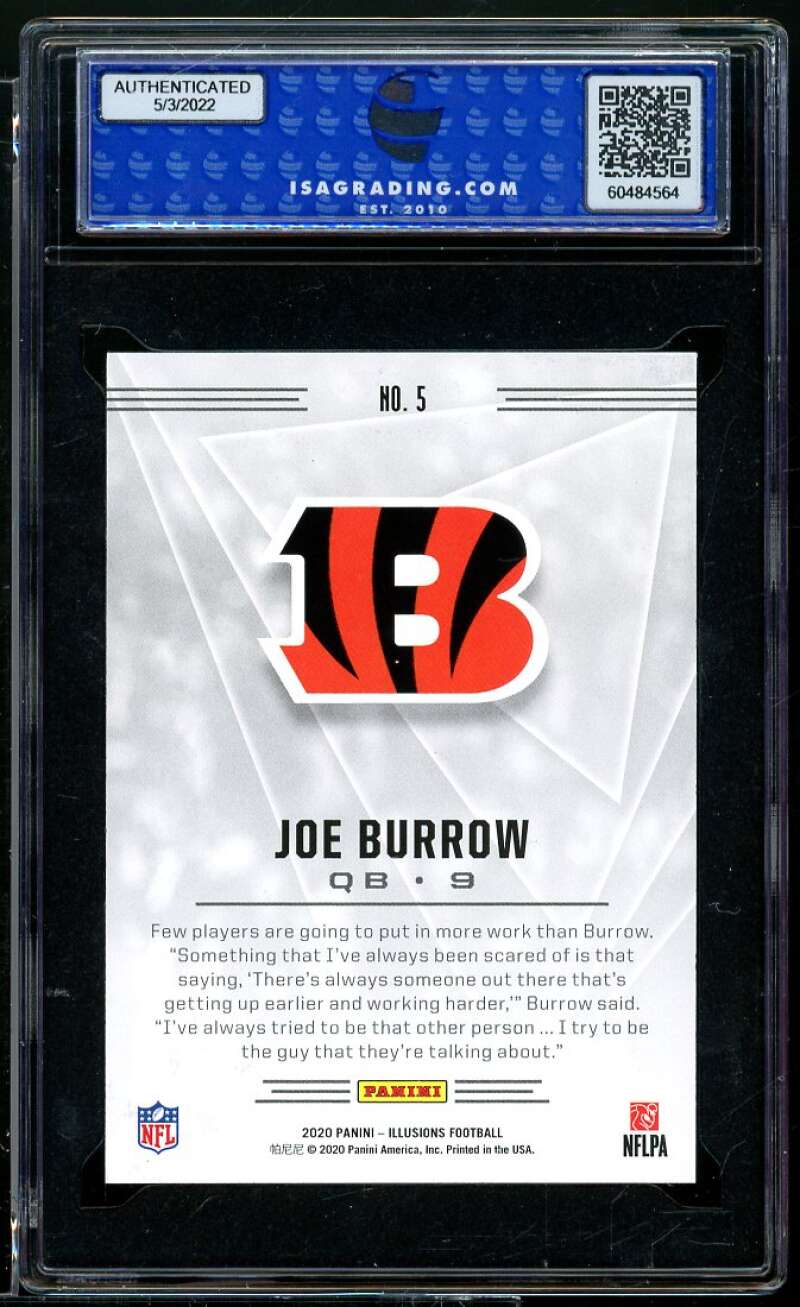 Joe Burrow Rookie Card 2020 Panini Illusions Retail #5 ISA 10 GEM MINT Image 2