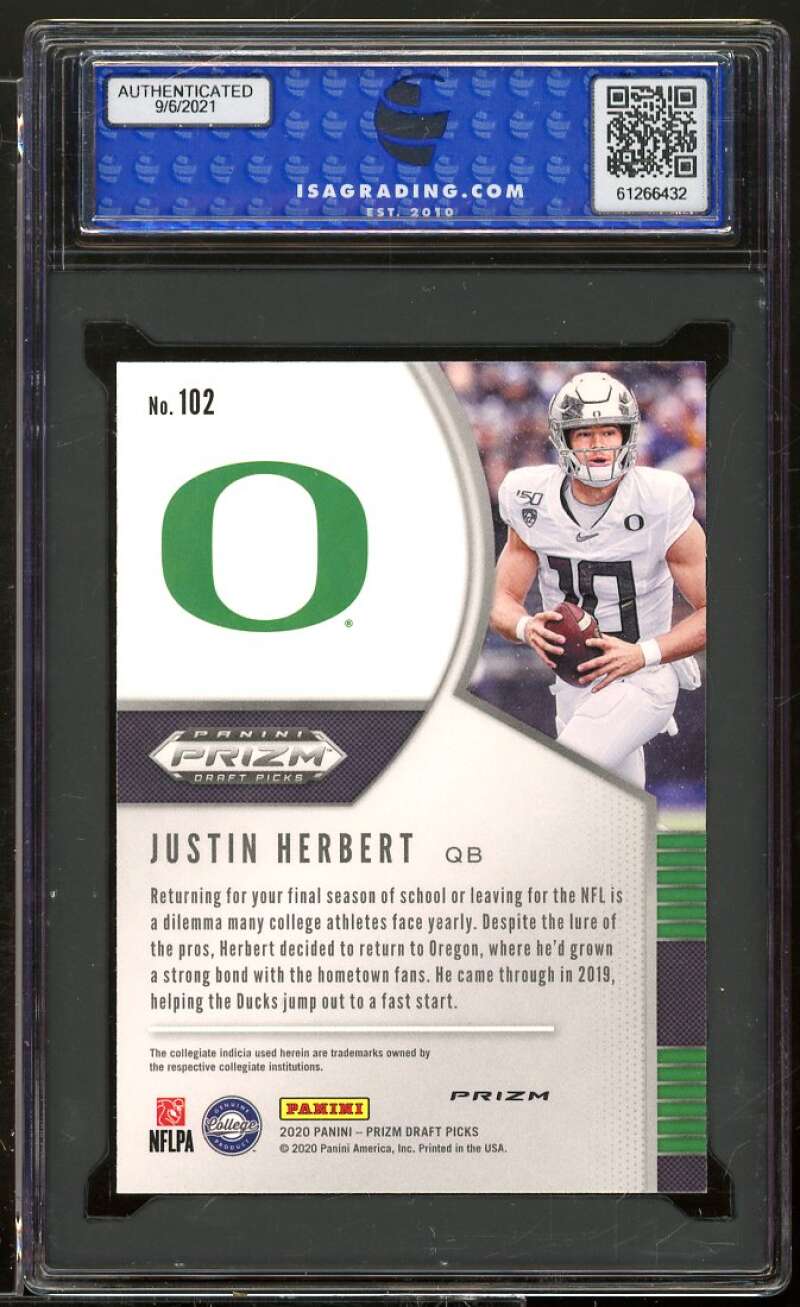 Justin Herbert 2020 Panini Prizm Draft Picks #102 RC (PSA 10