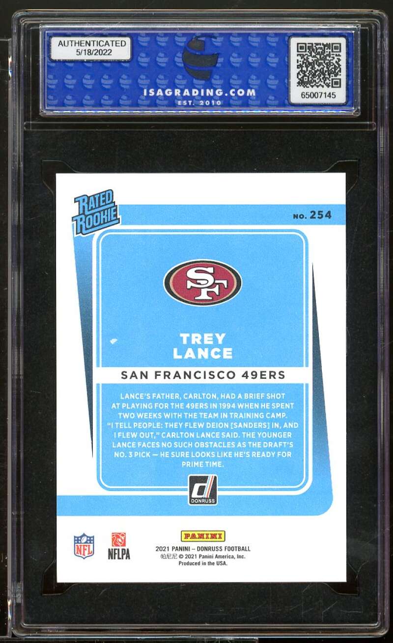 Trey Lance Rookie 2021 Donruss Holo Premium Press Proof #254 ISA 10 GEM MINT Image 2