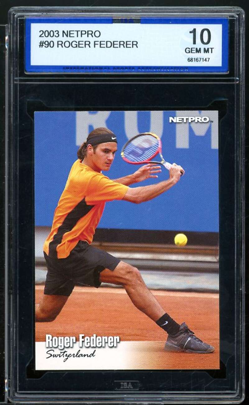Roger Federer Rookie Card 2003 Netpro #90 ISA 10 GEM MINT Image 1