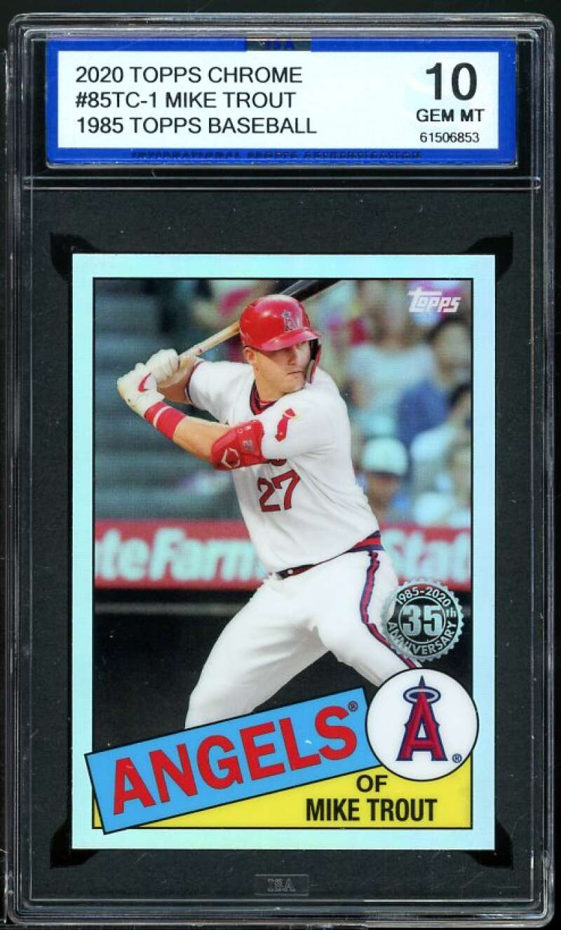 Mike Trout Card 2020 Topps Chrome 1985 Baseball #85TC-1 ISA 10 GEM MINT Image 1