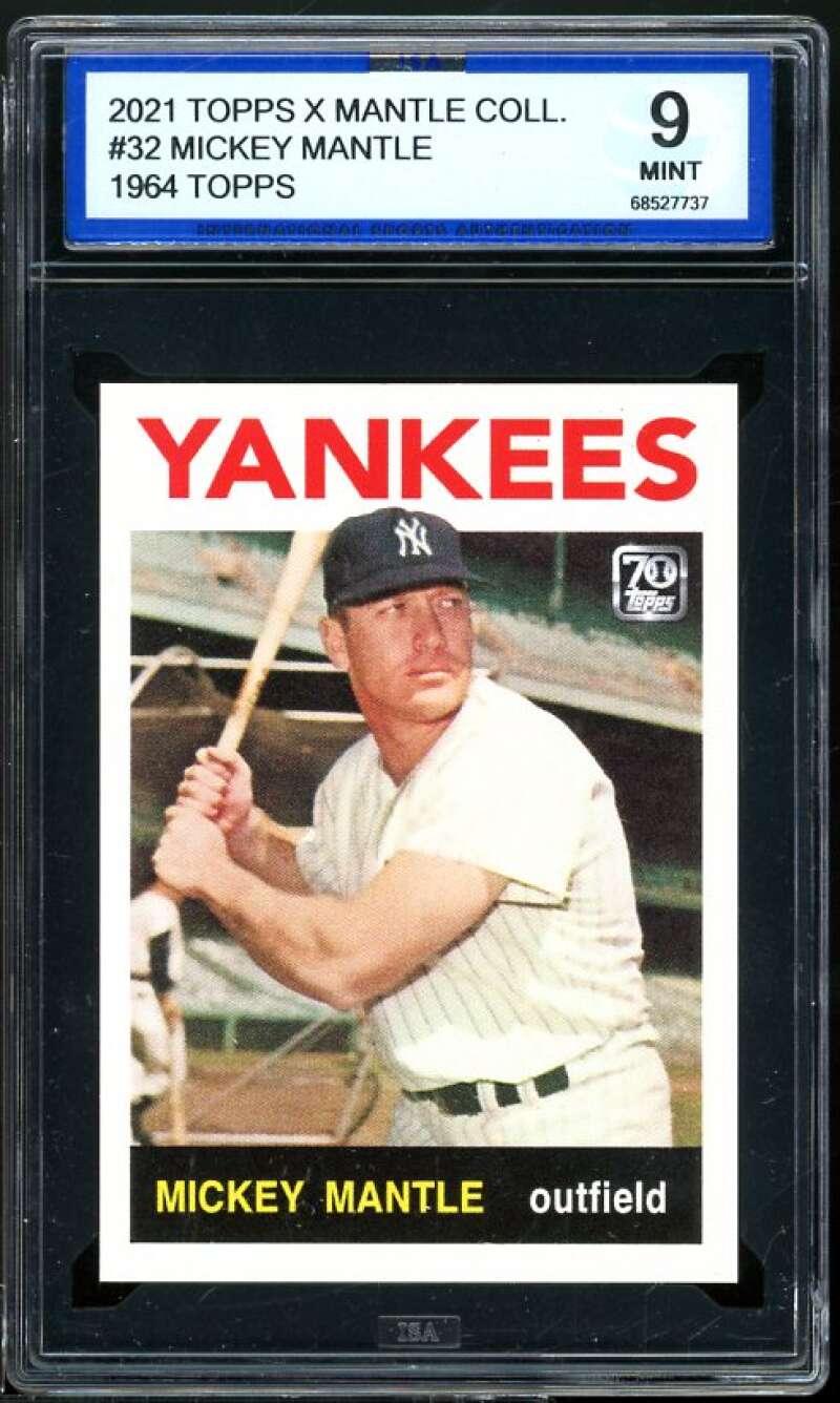 Mickey Mantle Card 2021 Topps X Mantle Collection 1964 Topps #32 ISA 9 MINT Image 1