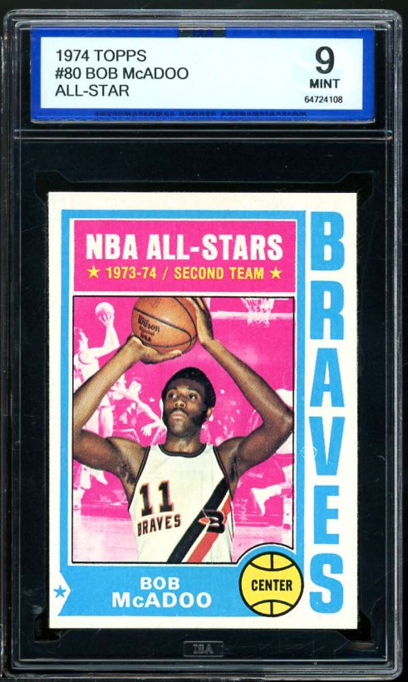 Bob McAdoo Card 1974-75 Topps #80 ISA 9 MINT Image 1