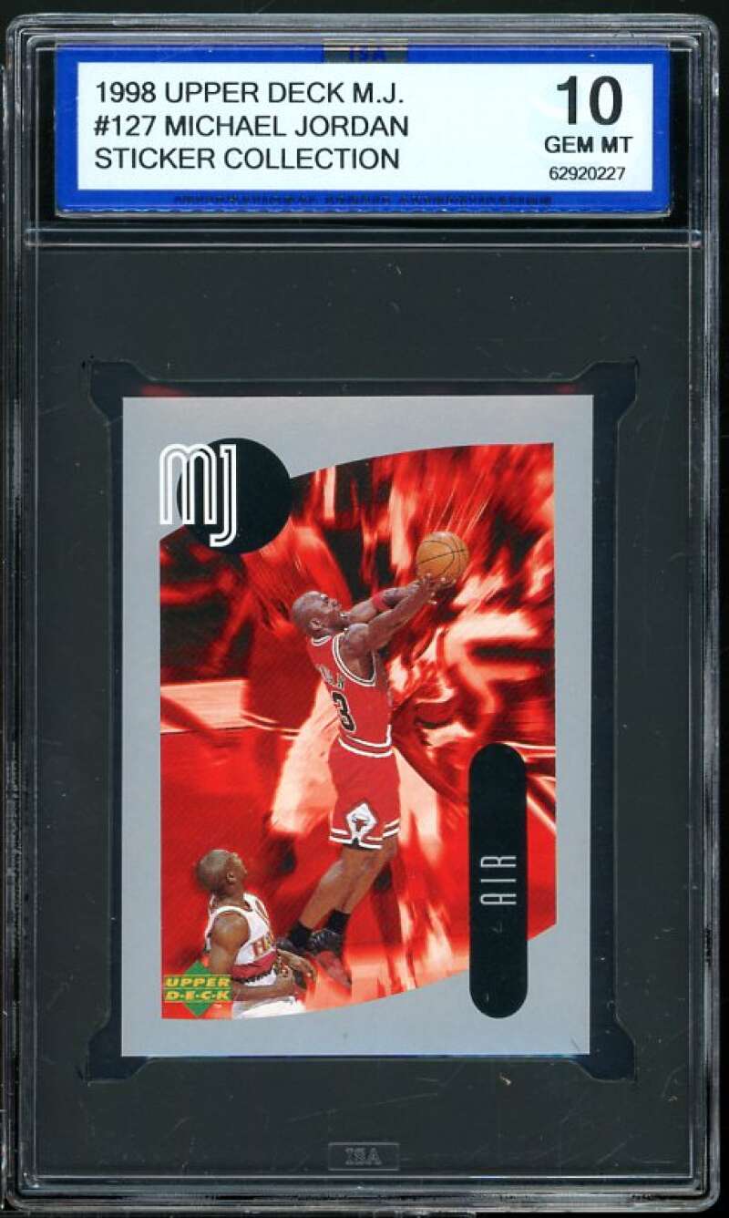 Michael Jordan Card 1998 Upper Deck MJ Sticker Collection #127 ISA 10 GEM MINT Image 1