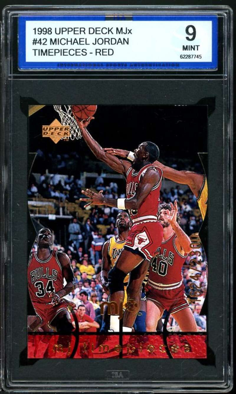 Michael Jordan Card 1994-95 Upper Deck MJx Timepieces Red #42 ISA 9 MINT Image 1