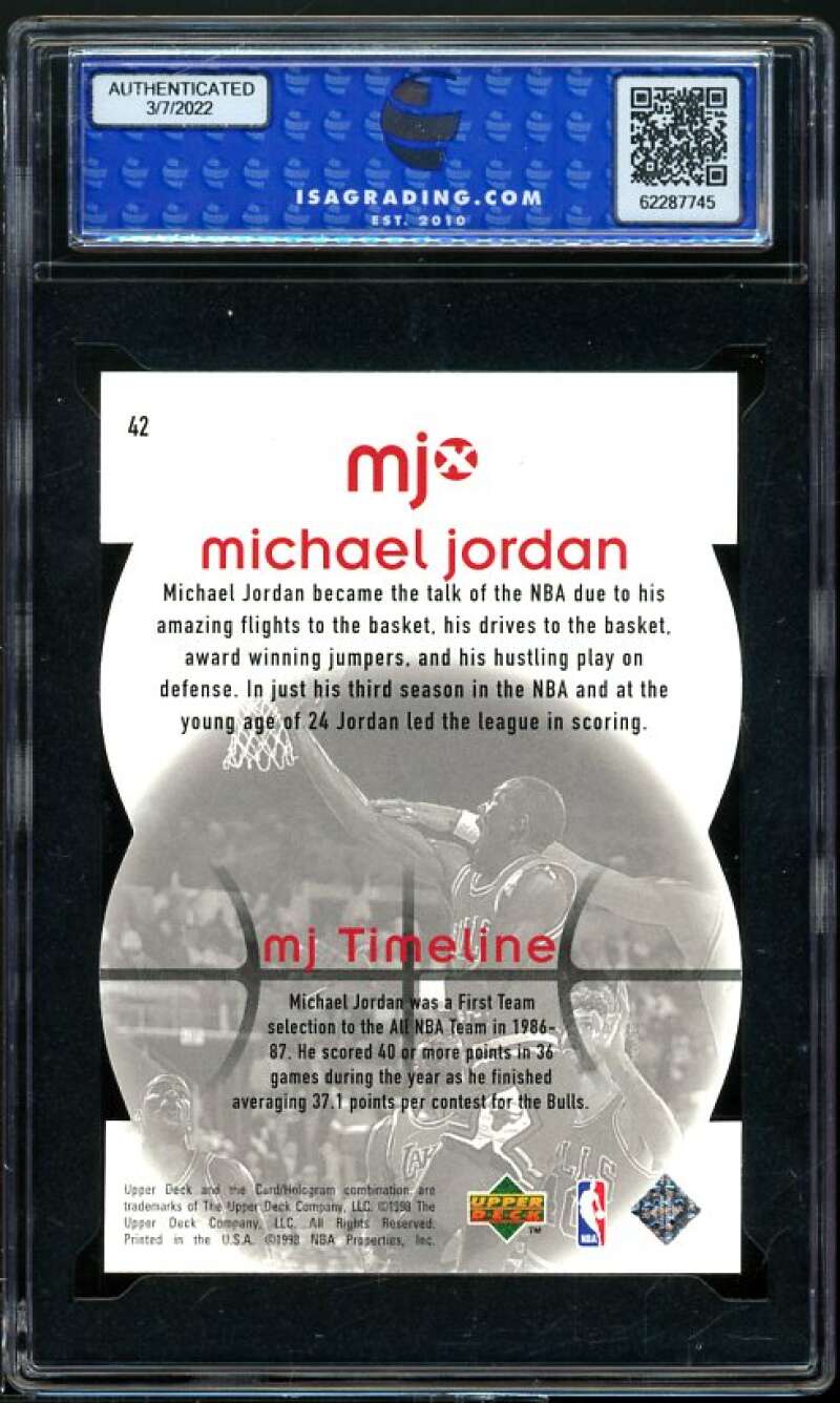 Michael Jordan Card 1994-95 Upper Deck MJx Timepieces Red #42 ISA 9 MINT Image 2