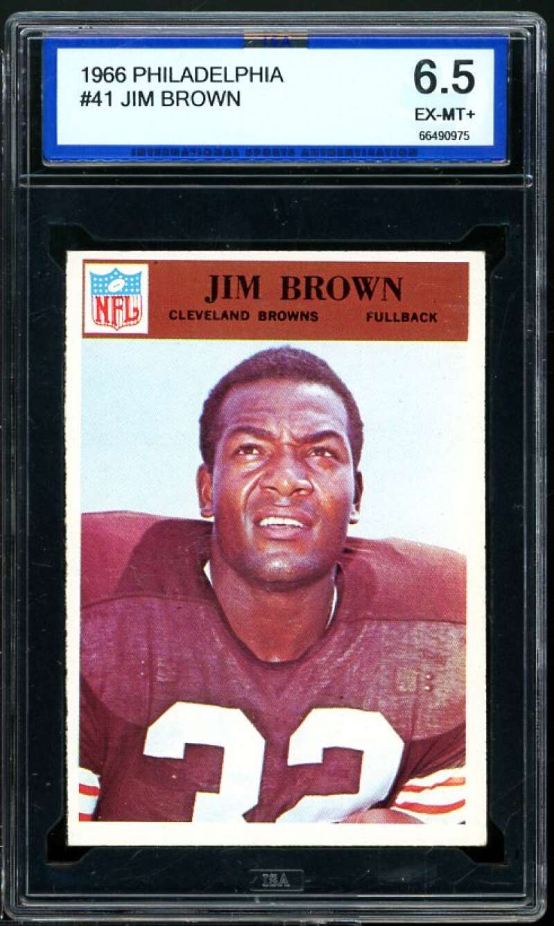 Jim Brown Card 1966 Philadelphia #41 ISA 6.5 EX-MINT+ Image 1