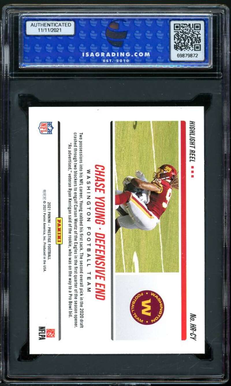 Chase Young Card 2021 Panini Prestige Highlight Reel #HR-CY ISA 9 MINT Image 2