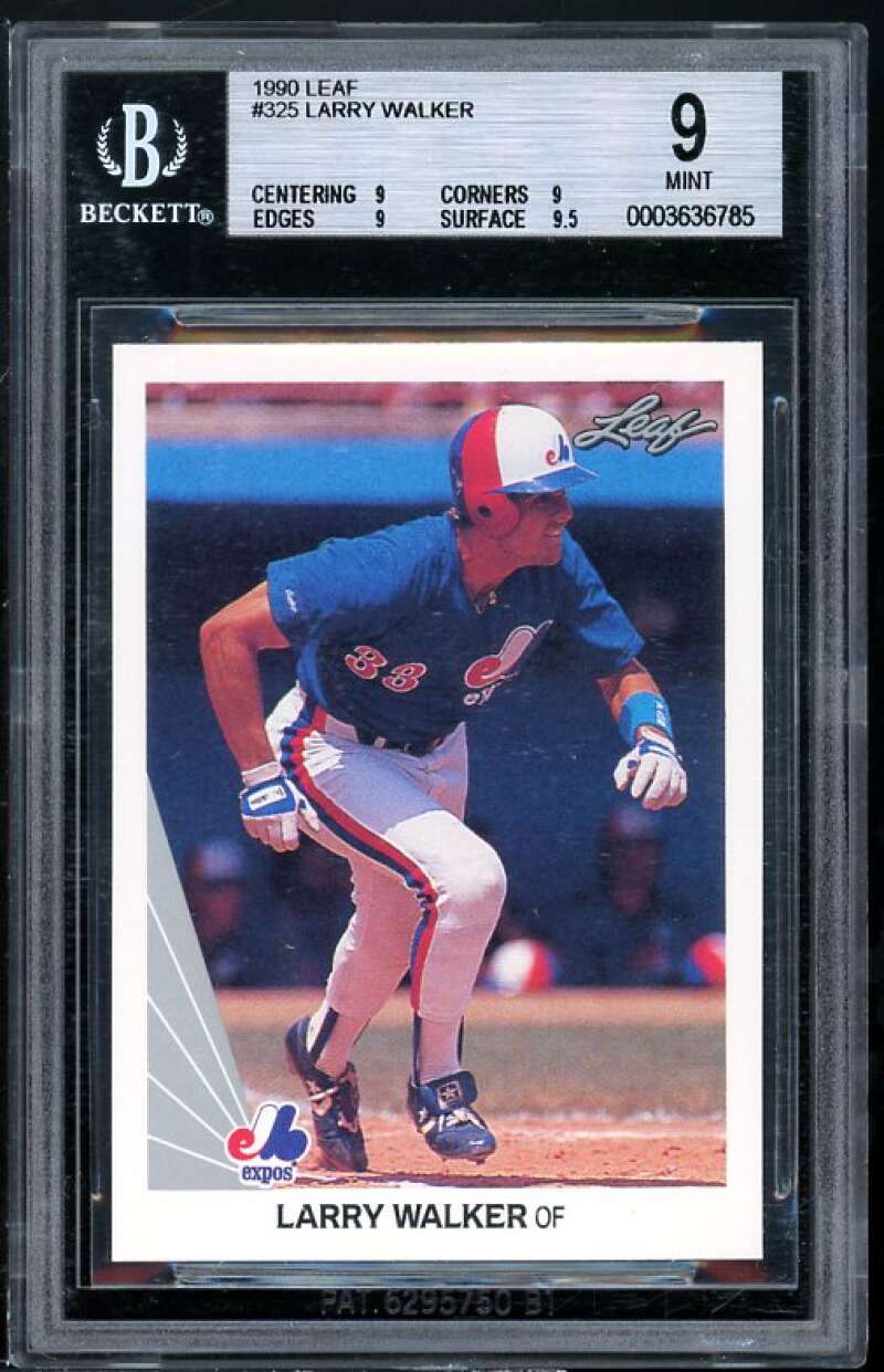 Larry Walker Rookie Card 1990 Leaf #325 BGS 9 (9 9 9 9.5) Image 1