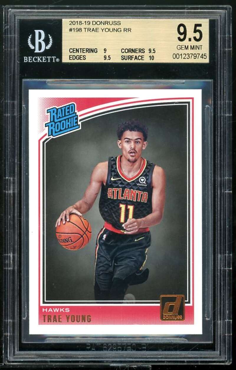 Trae Young Rookie Card 2018-19 Donruss #198 BGS 9.5 (9 9.5 9.5 10) Image 1