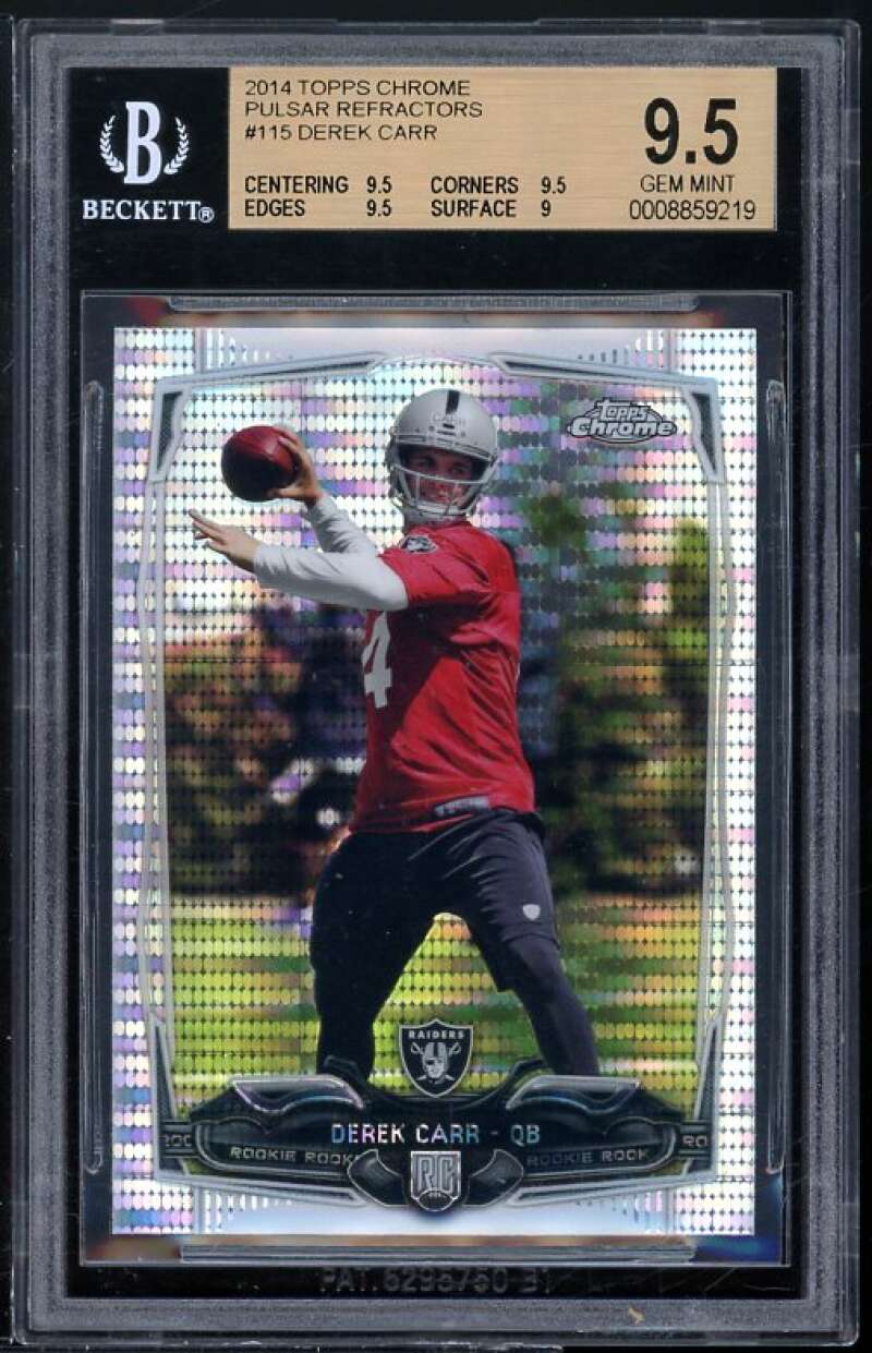 Derek Carr Rookie Card 2014 Topps Chrome Pulsar Refractors #115 BGS 9.5 Image 1